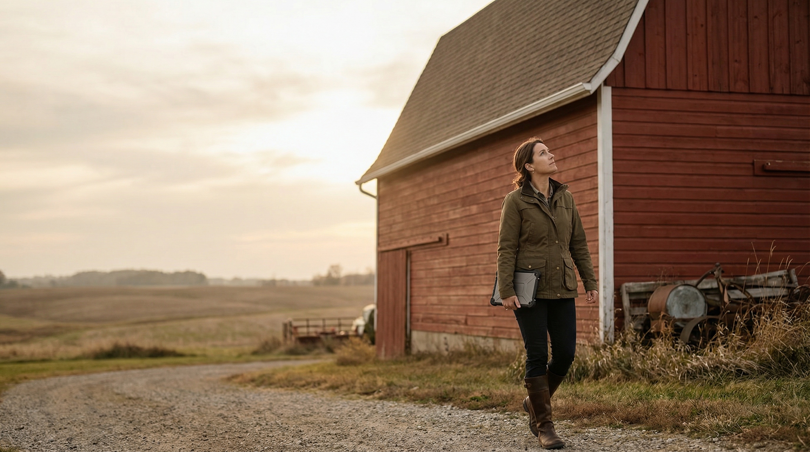 Loss prevention professional assessing a rural Ontario barn property